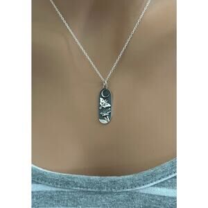 Sterling Silver Luna Moth and Moonflower Necklace